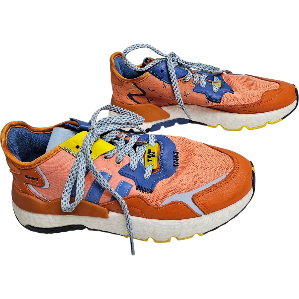 Adidas X Ninja Orange Blue Nite Jogger Time In Mesh Leather Sneakers Size 6.5 - Picture 6 of 12
